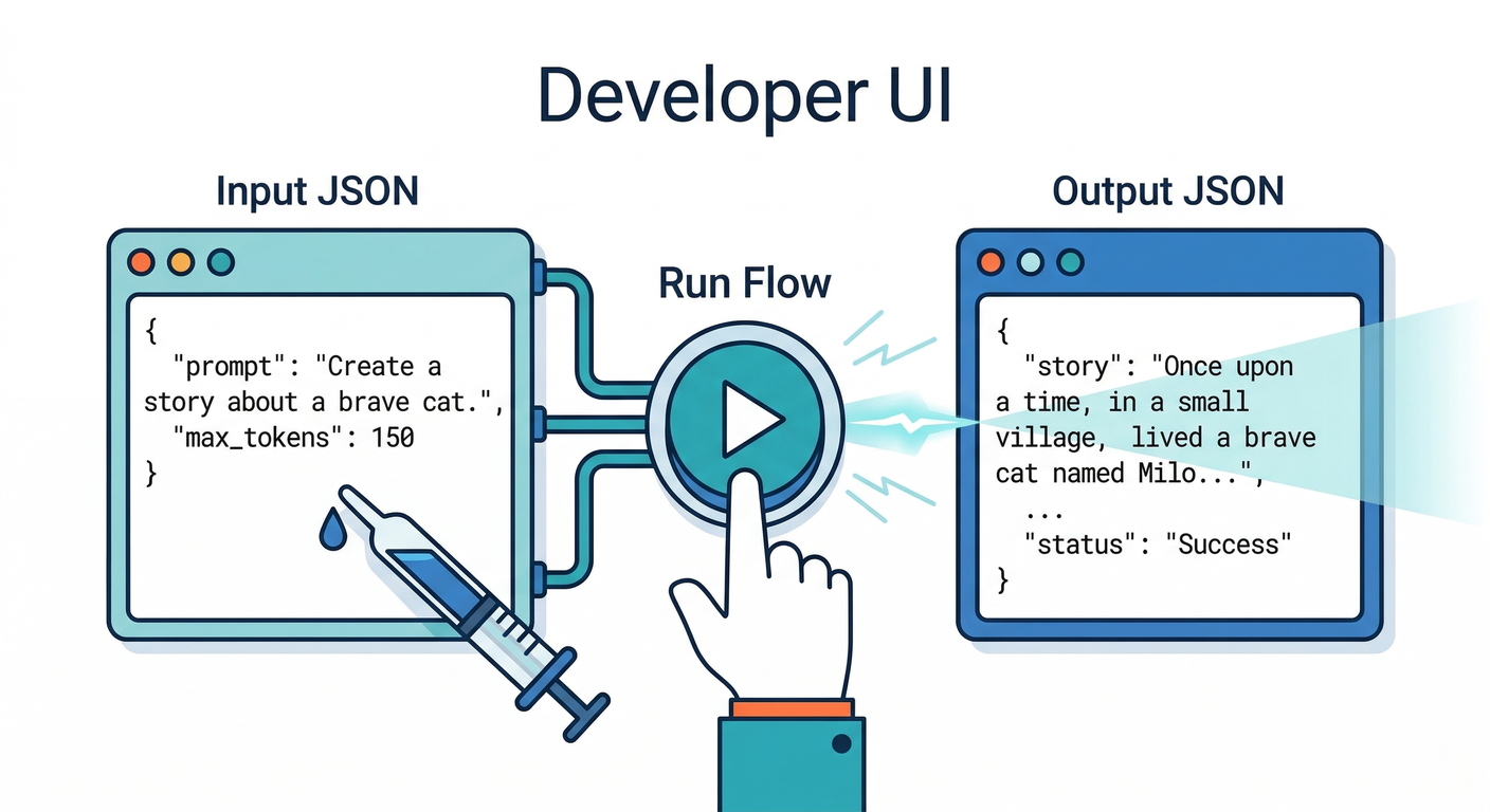 The "Run" feature in Genkit Developer UI
